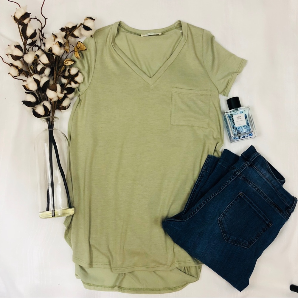 Olive Green tee shirt by Peach Love CA NWOT